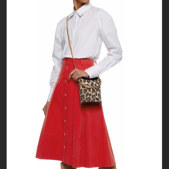 Pleated cotton twill skirt - Picture 1 of 8